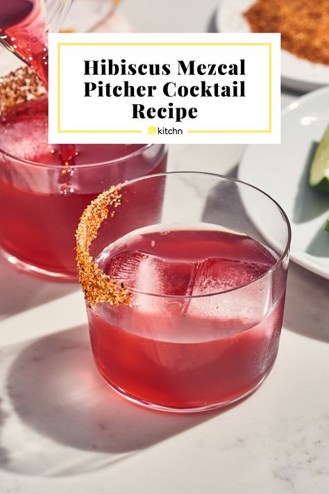 When the tart, sweet flavor of hibiscus combines with the smokiness of mezcal, you get one irresistible cocktail. Hibiscus Drinks Cocktails, Hibiscus Simple Syrup Recipe, Mexican Hibiscus Drink, Summer Mezcal Cocktails, Smoked Mezcal Cocktail, Hibiscus Mezcal Cocktail, Hibiscus Cocktail, Hibiscus Syrup, Mezcal Margarita