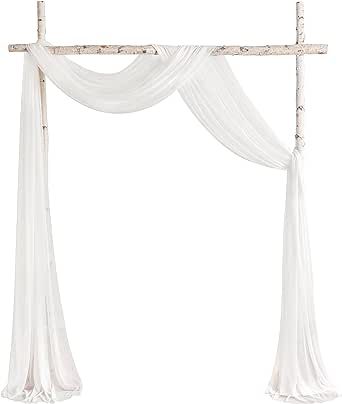 YYHUAWU Wedding Arch Draping Fabric 2 Panels 20Ft White Chiffon Fabric Drapes Arbor Drapery Wedding Party Ceremony Reception Swag Decorations Drapery Wedding, White Chiffon Fabric, Wedding Arch Draping, Wedding Drapery, Arch Draping, Tree Curtains, Draping Fabric, Arch Decoration, Arch Decoration Wedding