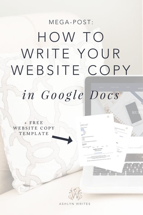 How to write your website copy with Google Docs—tutorial for getting started with copywriting from Ashlyn Carter of Ashlyn Writes! Copywriting Inspiration, Website Copywriting, Website Copy, Freelance Writing Jobs, Freelance Writing, Content Writing, Seo Tips, Inbound Marketing, Small Business Tips