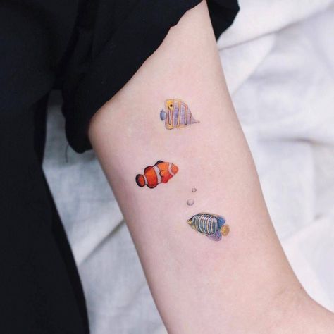 148 Beautiful Fish Tattoo Designs with Meanings, Ideas and Celebrities 74 Straight Tattoo, Small Fish Tattoos, Small Watercolor Tattoo, Minimalist Tattoo Meaning, Romantic Tattoo, Typography Tattoo, French Tattoo, Delicate Tattoo, Fish Tattoo