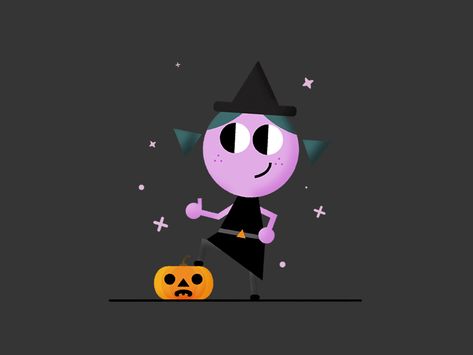 Thumbs up Witch by Mioe on Dribbble Witch Animation, Cute Witch Cartoon, Witch Coven Illustration, Flying Witch Illustration, Witch Pixel Art Gif, Animated Witch, Witch Design, Thumbs Up, Creative Professional