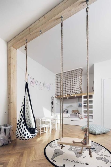 Todler Room, Modern Childrens Room, Children's Bedroom Ideas, Indoor Swing, Playroom Furniture, Home Indoor, Kids Room Design, Playroom Decor, Kids Playroom