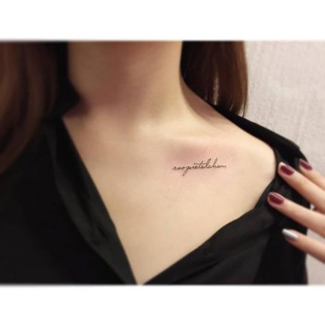 Beauty Bone Tattoo, Collar Bone Tattoo Quotes, Letters Tattoo, Minimal Tattoos, Bone Tattoo, Bts Tattoos, Bone Tattoos, Tattoo Instagram, Tasteful Tattoos