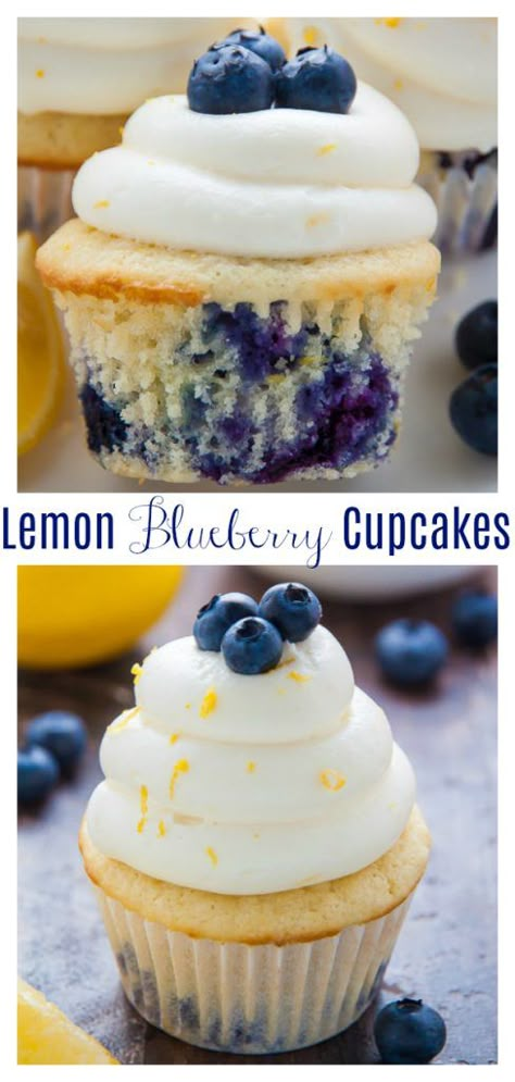 Lemon Blueberry Cupcakes, Baker By Nature, Blueberry Cupcakes, 귀여운 음식 그림, Gourmet Cupcakes, Cupcake Flavors, Oreo Dessert, Lemon Flavor, Yummy Cupcakes