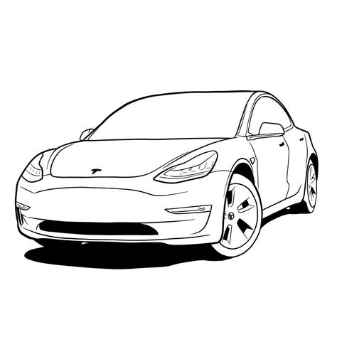 How to draw 2021 Tesla Model 3 Tesla Drawing Car, Tesla Coloring Pages, Tesla Illustration, Tesla Drawing, Jason Drawing, Tesla Motor, Tesla Logo, Free Paper Models, Tesla Car