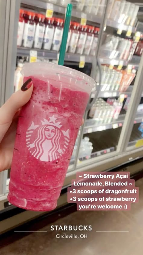 Strawberry Açaí Lemonade, Starbucks Copycat Recipes Drinks, Starbucks Drink Menu, Starbucks Secret Menu Recipes, Cold Starbucks Drinks, Starbucks Drinks Diy, Secret Starbucks Recipes, Iced Starbucks Drinks, Coffee Recipes Starbucks