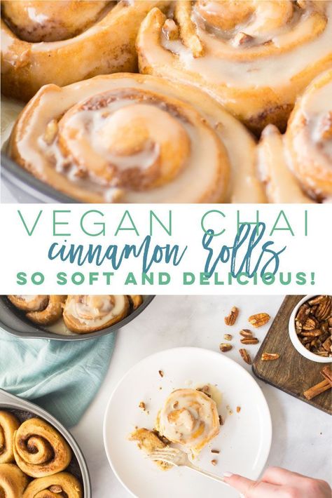 Chai Cinnamon Rolls, Vegan Pastries, Cinnamon Roll Recipe, Vegan Cinnamon Rolls, Vegan Brunch, Tofu Scramble, Chai Spice, Roll Recipe, Vegan Dessert Recipes