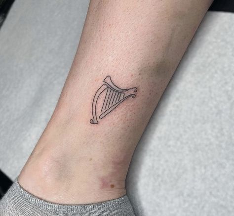 Lyre Tattoo, Irish Harp Tattoo, Harp Tattoo, Ireland Tattoo, Dancer Tattoo, Stick Poke, Beer Tattoos, Stick Poke Tattoo, Stick And Poke Tattoo