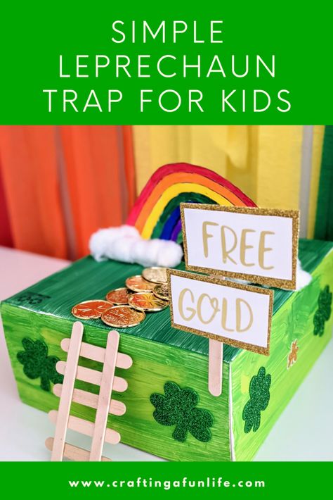 How to Make a Simple Leprechaun Trap with Kids - Crafting A Fun Life Leprechaun Traps Ideas, Rain Stick Crafts, St Patties, St Patricks Crafts, Leprechaun Trap, St Patrick Day Activities, Kids Crafting, Fun Life, Glitter Crafts