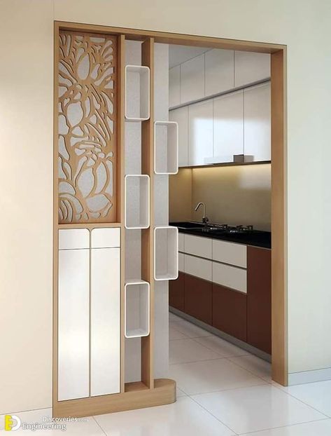 Kitchen Partition Design, Modern Partition, Modern Partition Walls, Room Partition Wall, Partition Designs, Wall Partition Design, Living Room Divider, Hall Interior Design, Room Door Design