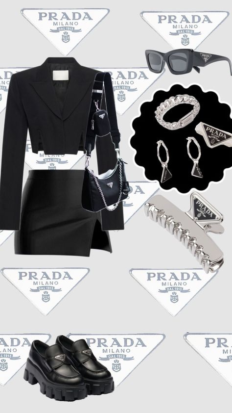 #prada #outfitinspo Prada Women Outfits, Prada Inspired Outfit, Prada Clothes Women, Prada Style Outfit, Prada Aesthetic Outfit, Prada Outfits Women, Prada Outfits, Prada Clothes, Prada Aesthetic