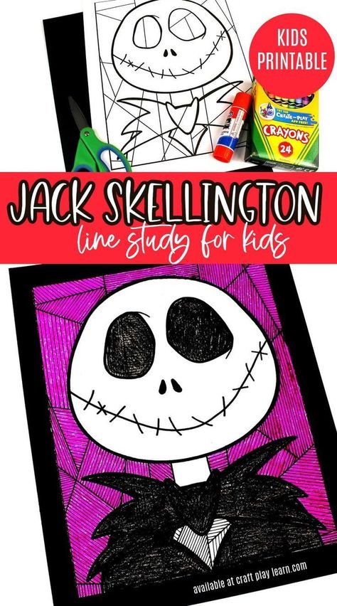 Do you want to color in a fun line study? This jack skellington face printable is great for kids and adults for coloring and making a picture craft. It is quite easy to color the page for your preschoolers and even kindergarteners. If you have older kids, add in the lines to the drawing to make it a little more age-appropriate. Download your free printable now. Halloween Crafts Teens, Halloween Art Drawing, Picture Craft, Face Printable, Line Study, Jack Skellington Faces, Halloween Art Projects, Christmas Art Projects, Casa Halloween