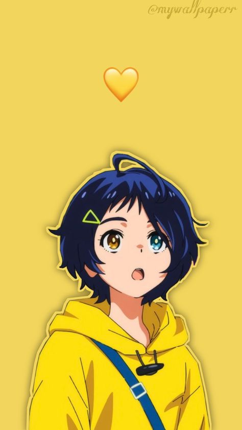 Yellow Anime Wallpaper, Simple Design Wallpaper, Ps5 Wallpaper, Pinterest Wallpaper, Bride Entry, Yellow Theme, Wonder Egg, Yellow Wallpaper, Character Wallpaper