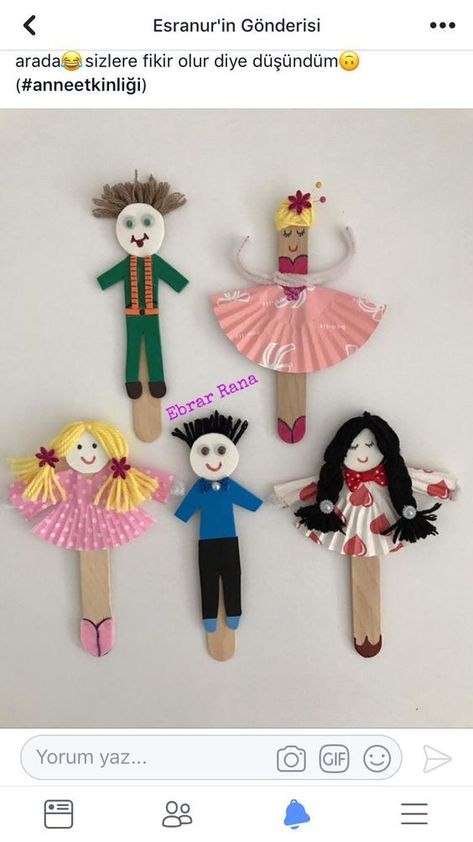 Ice Cream Stick Puppet, Stick Puppet Ideas, Stick Puppets For Kids, Ice Cream Stick Craft, Tissue Paper Crafts, Spoon Crafts, Popsicle Crafts, Spring Crafts For Kids, Popsicle Stick Crafts