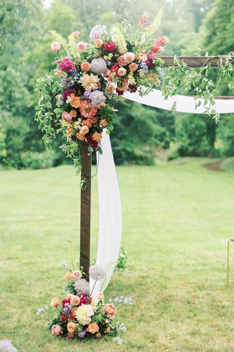 Rustic Wedding Arbor Outdoor Ceremony, Wedding Arch With Wildflowers, Simple Floral Chuppah, Colorful Ballroom Wedding, Wedding Arch With Greenery, Wildflower Wedding Arch, Wildflower Arch, Wedding Arch Ceremony, Ceremony Backdrop Outdoor