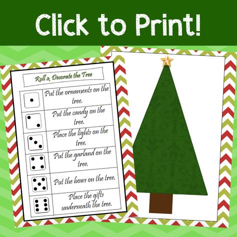 Roll a Christmas Tree Printable Game for Kids Roll A Christmas Tree Dice Game Free Printable, Roll A Christmas Tree, Snowman Games, Christmas Tree Game, Homemade Board Games, Christmas Tree Printable, Printable Games For Kids, Tree Printable, Christmas Trivia