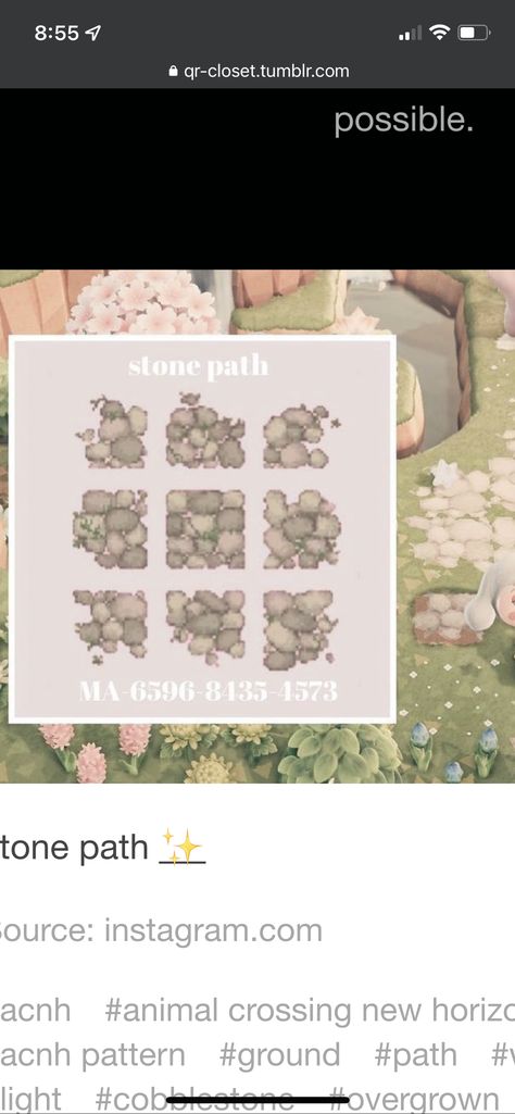 Acnh Path Codes Cobblestone, Acnh Cobble Stone Path Design, Animal Crossing Stepping Stone Design, Acnh Paths Cobblestone, Acnh Cottagecore Path Codes Stone, Acnh Stone Dirt Path, Animal Crossing Path Codes Stones, Cobblestone Path Animal Crossing, Stone Path Acnh Code