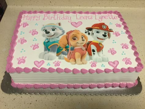 Sky Paw-Patrol Cake Skye Paw Patrol Sheet Cake, Paw Patrol Cake Girly Simple, Skye Paw Patrol Cake Ideas, Sky Birthday Cake Paw Patrol, Sky Cake Paw Patrol, Cali Nicole, Paw Patrol Girl Cake, Paw Patrol Sheet Cake, Sky Paw Patrol Party Ideas