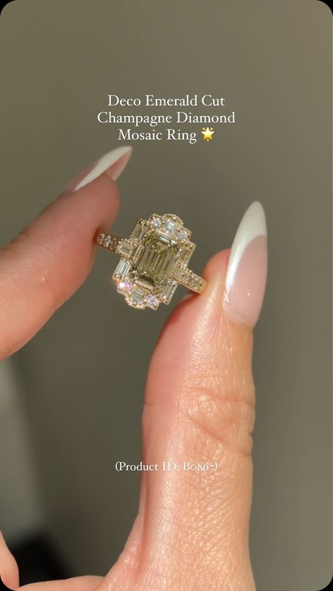 Michelle Berlinger | Vintage Engagement Rings | The perfect ring for champagne diamond lovers, meet our new Champagne Diamond Deco Halo Engagement Ring ✨ This stunning vintage inspired... | Instagram Non Traditional Engagement Rings Vintage, Ring For Champagne, Champagne Engagement Ring, Champagne Engagement Rings, Champagne Diamond Rings, Vintage Inspired Engagement Rings, Traditional Engagement Rings, Engagement Ring Diamond, Engagement Ring Vintage