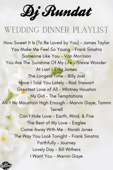 Wedding Dinner Music Playlist, Wedding Dance Songs Party Playlist Ideas, Wedding Reception Music Playlist, Wedding Dinner Playlist, Rock Wedding Songs, Wedding Vendors Checklist, Wedding Dinner Music, Wedding Program Examples, Wedding Music Playlist