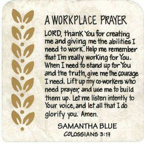 A Workplace #Prayer Workplace Prayer, Prayer For Workplace, Prayer For Work, The Carpenters, Prayer Changes Things, Prayer Times, Prayer Verses, Prayers For Healing, Prayer Room