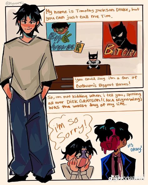 Tim Drake Robin Fanart, Trans Tim Drake, Timkon Dc, Bat Siblings, Tim Drake Fanart, Batfam Fanart, Tim Drake Batman, Batman Telltale, Timothy Drake