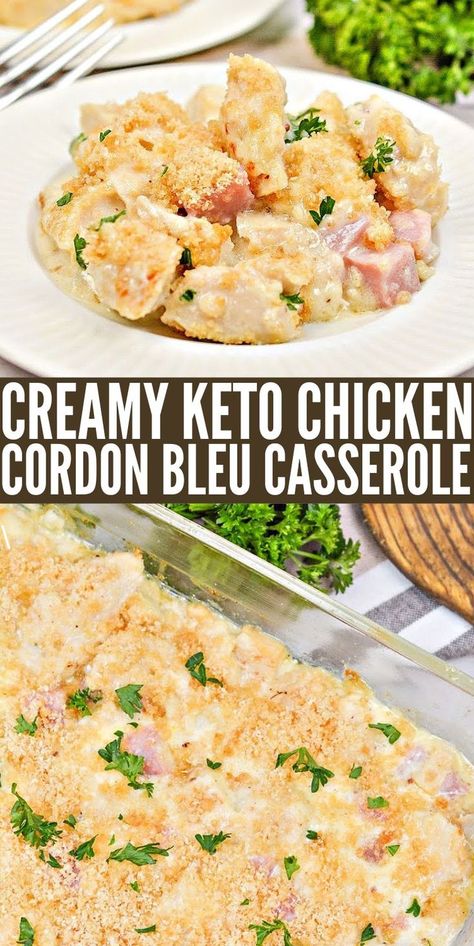 Cubes Chicken Recipes, Easy Chicken Cordon Bleu Bake, Cubed Chicken Recipes Easy, Keto Recipes With Ham, Cubed Ham Recipes Dinners Low Carb, Keto Ham Casserole Recipes, Keto Ham Recipes, Keto Cordon Bleu Casserole, Keto Cordon Bleu