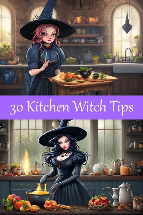 30 Kitchen Witch Tips Mystical Kitchen, Kitchen Witch Art, Food Blessing, Witch Houses, Kitchen Witch Decor, Kitchen Witches, Kitchen Witchcraft, Witch Recipes, Magical Recipes