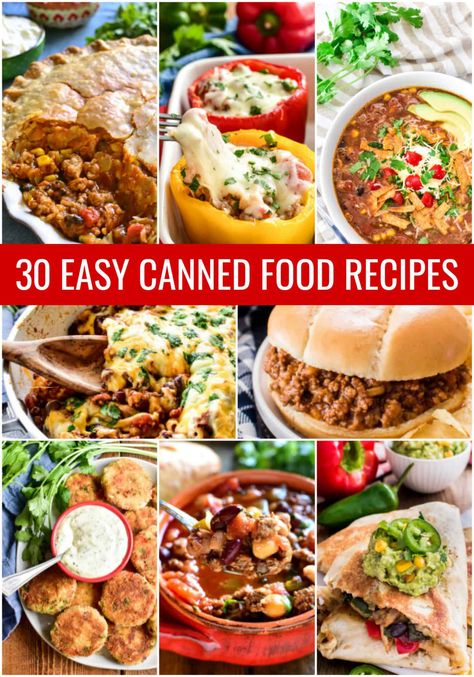 30 Easy Canned Food Recipes Canned Food Recipes, Tomatoes And Chicken, Italian Stuffed Peppers, Chicken Salad Sandwich Recipe, Creamy White Chicken Chili, Vegetable Soup With Chicken, Quick And Easy Soup, Sweet Potato Black Beans, Canned Meat