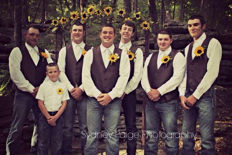 Country Wedding. Groom and groomsmen country wedding attire. Ring Bearer Country Attire. Sunflower Wedding Sunflower Groomsmen Attire, Sunflower Wedding Men Attire, Country Groomsmen Attire Jeans, Mens Country Wedding Attire, Ring Bearer Sunflower Wedding, Rustic Groomsmen Attire Jeans Country, Western Wedding Groomsmen Jeans, Country Groom Attire, Country Wedding Groom