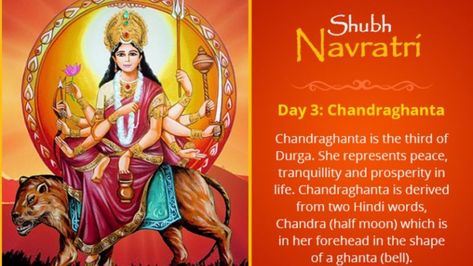 Navratri 2019 Day 3: Worship Goddess Chandraghanta; Know Puja Vidhi, Mantra and Aarti Goddess Chandraghanta, Navratri Devi Images, Navratri Puja, Goddess Saraswati, Celebrating Women, Hindu Rituals, Navratri Festival, Happy Navratri Images, Shakti Goddess