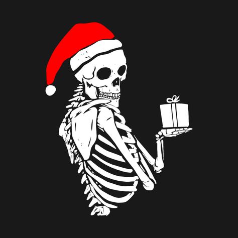 Christmas Skeleton Art, Christmas Wallpaper Scary, Christmas Skeleton Drawing, Punk Christmas Aesthetic, Skeleton Christmas Shirt, Spooky Christmas Background, Christmas Skull Wallpaper, Goth Christmas Art, Christmas Skeleton Wallpaper