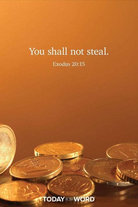 You shall not steal. - Exodus 20:15 Today in the Word - a daily devotional Bible study🙏 #Christian #bibleverses Thou Shall Not Steal, Devotional Bible, 1 Kings, Pity Party, Bible Devotions, Daily Devotional, Bible Study, Verses, Bible Verses