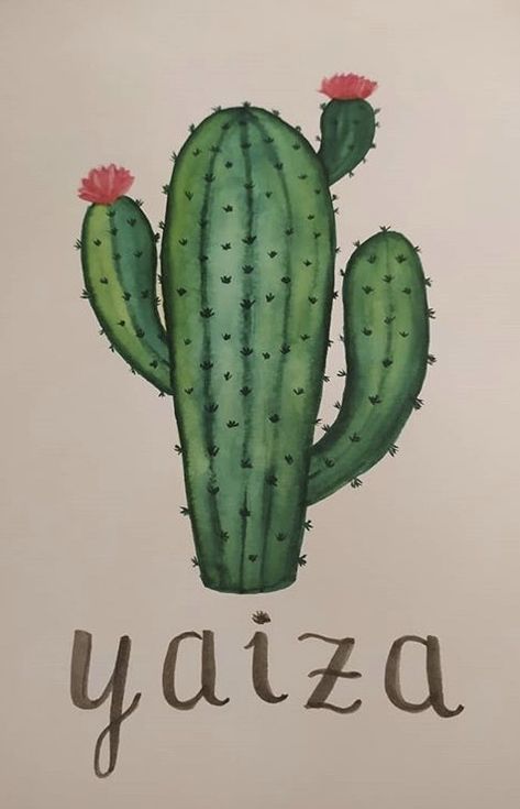 Cactus Painting Simple, Cacti Drawing, Colorful Boots, Drawing Rocks, Dragonfly Painting, Leaf Watercolor, Cactus Drawing, Fruits Drawing, Easy Perler Beads Ideas