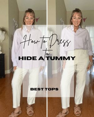 Flattering tops to Hide a Tummy Pooch Hiding Outfits, Tummy Hiding Tops, Outfits Tummy Hide, Outfits To Camouflage Tummy, Outfits For Pooch Belly, Clothes For Women With Bellies, Clothes For Mommy Tummy, How To Hide Your Mommy Tummy, Style For Big Belly Women