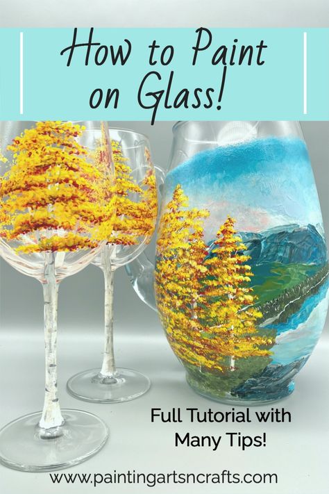 Painting On Glass With Acrylic Paint, Stemless Wine Glass Painting Ideas, How To Paint On Glass With Acrylic, How To Paint Wine Glasses, Paint On Wine Glasses, Painting Wine Glasses Diy, Best Paint For Glass, How To Paint Glass, Glass Painting Ideas