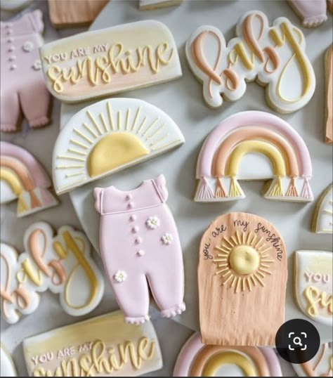 Little Ray Of Sunshine Baby Shower Themes, You Are My Sunshine Cookies Decorated, Little Ray Of Sunshine Baby Shower Decor, Here Comes The Sun Baby Shower Cookies, Ray Of Sunshine Cookies, Groovy Baby Shower Cookies, My Little Sunshine Baby Shower Ideas, Little Sunshine Baby Shower Ideas, You Are My Sunshine Cookies