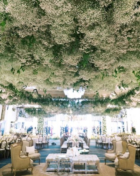 Mirror With Flowers, Beaver Creek Wedding, Beaver Creek Colorado, Flower Ceiling, Wedding Ceiling, Wedding Lounge, Event Producer, Babies Breath, Beaver Creek