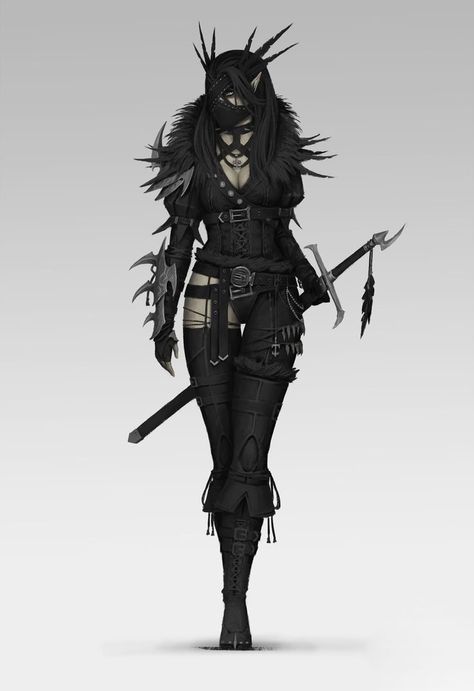 Shadar Kai Female, Crow Warrior, Rogue Character, Female Assassin, Female Character Concept, Dark Elf, Fantasy Warrior, Female Character Design, Fantasy Clothing