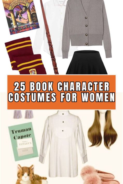 25 book character costumes for women Easy Book Character Costumes, Literary Costumes, Easy Diy Costume, Diy Adult Halloween Costumes, Costumes For Adults, Book Costumes, Book Character Costumes, Easy Diy Costumes, Literary Characters