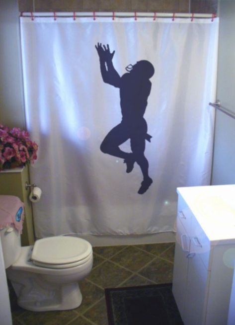 footballer Shower Curtain football catch american sport touchdown  run bathroom decor kids bath curtains custom size long wide waterproof Sports Bathroom, Bathroom Decor Kids, Kid Bathroom Decor, Painting Shower, Boys Bathroom, Shower Rod, Paint Brands, Bath Or Shower, Shower Curtain Rings