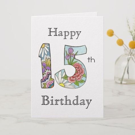 Quinceanera Cards Diy, 15 Birthday Card Ideas, 15th Birthday Card Ideas, Fifteenth Birthday, Happy 15th Birthday, 17th Birthday Ideas, Old Birthday Cards, Cool Birthday Cards, Birthday Card Drawing