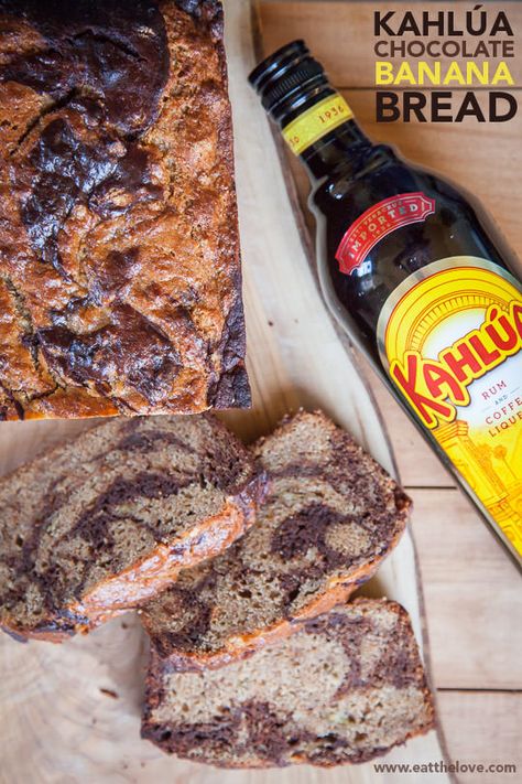 #ad | Moist and delicious Kahlua Mocha Marbled Banana Bread by Irvin Lin of Eat the Love. #KahluaSummer Marbled Banana Bread, Chocolate Banana Bread, Banana Flavored, Quick Breads, Chocolate Banana, Coffee Flavor, Quick Bread, Favorite Food, How To Make Bread