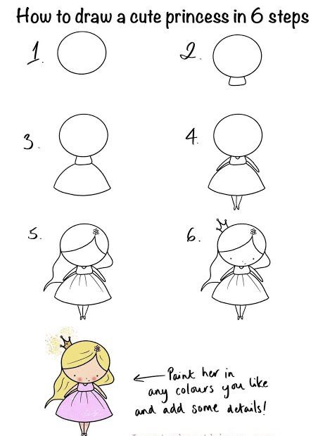 Fairytale Doodles, How To Draw Cute Things, Trin For Trin Tegning, Easy Disney Drawings, Drawing Instructions, Easy Drawing Tutorial, Drawing Tutorials For Kids, Easy Doodle, Easy Drawings For Kids