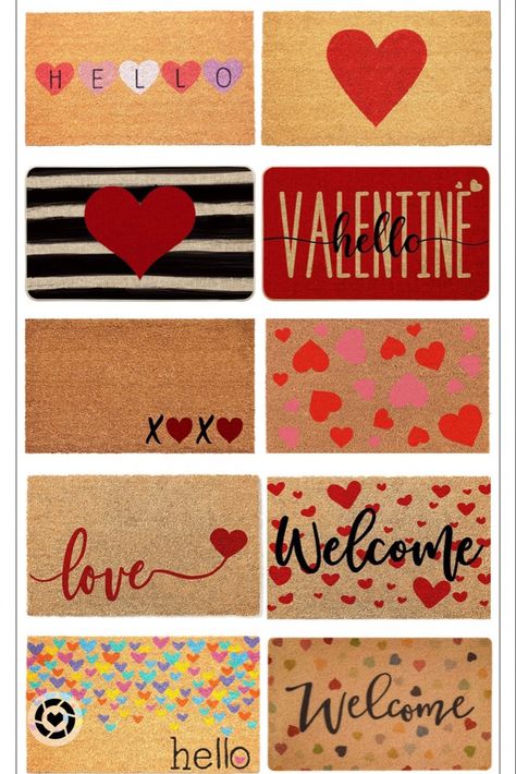 Valentines Door Mat Diy, Valentines Door Mat, Door Mat Diy, Porch Plants, Laser Design, Front Door Mat, Rug Ideas, Amazon Home Decor, Front Door Mats