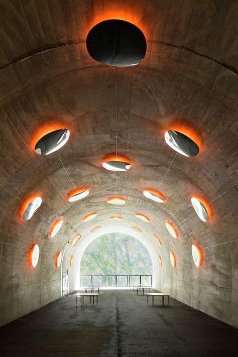 The dark, unwelcoming atmosphere of a tunnel can make them hard to use as interior spaces, but as these refreshed underground passageways prove, there’s light to be found at the tunnel’s end. #architonic #architecture #archilovers #interior #interiorspaces #interiordesign #tunnels #tunnelsinspiration #underground Mad Architects, Light Tunnel, Nightclub Design, Exhibition Building, Underground Tunnels, Micro House, Artistic Installation, Social Housing, Indoor Swimming Pools