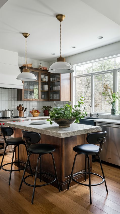 22 Inspiring Kitchen Island Decor Ideas for Every Style – Rustic, Minimalist, Vintage & Modern Plant On Kitchen Island, Island Decor Ideas Kitchen, Large Island Decor, Kitchen Islands Ideas, Island Decor Ideas, Unique Kitchen Island, Monochromatic Kitchen, Kitchen Island Decor Ideas, Centerpieces Rustic