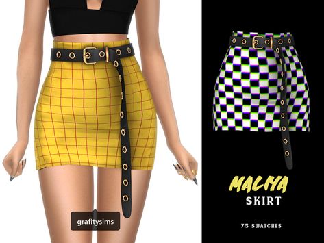 Checkered Top, Sims Packs, The Sims 4 Pc, Pelo Sims, Belted Skirt, Sims 4 Game Mods, Sims 4 Gameplay, Sims 4 Teen, Sims 4 Dresses