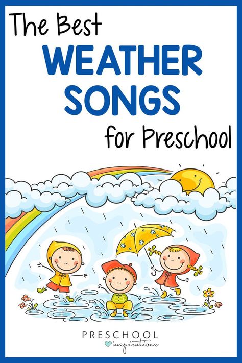 You have to have weather, whether or not! Help your preschool children explore and learn through these wonderful weather songs. They're perfect for circle time, calendar time, a weather theme, or anytime there's a change in the weather. Includes songs specifically about sun, snow, and rain, too! Changing Weather Preschool Activities, Weather Rhymes Preschool, Weather Watcher Preschool, Weather Songs For Preschool, Weather Calendar Preschool, Weather Circle Time Preschool, Weather Songs Preschool, Pre K Circle Time, Weather Art Preschool