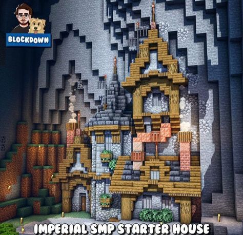 Minecraft Underground Railway, Empire Minecraft, Minecraft Cliff House, Minecraft Cliff, Medieval Builds, Minecraft Building Designs, Minecraft Landscape, Minecraft Steampunk, Minecraft Aesthetic